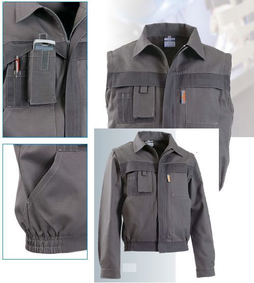 Giubbino lavoro Mondial grigio con cerniera coperta Giubbino lavoro Mondial grigio con cerniera coperta e maniche staccabili
