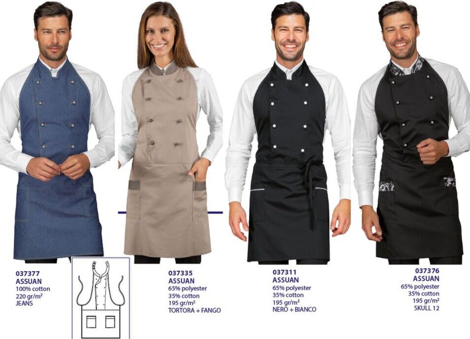 Grembiule bar ristorante elegante doppio petto, grembiule Assuan Grembiule Assuan con sconti ingrosso
