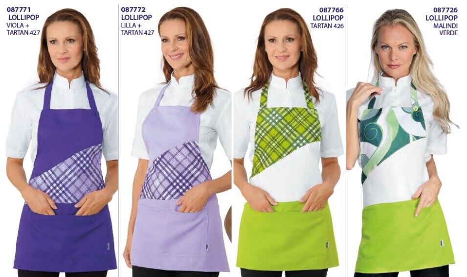 Grembiule donna alberghiero con pettorina per bar ristorante, modello Lollipop Grembiule donna alberghiero con pettorina per bar ristorante