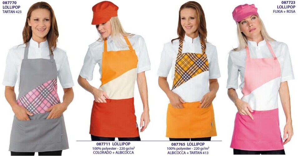 Grembiule donna con pettorina per negozi alimentari, Lollipop Grembiule donna con pettorina per negozi alimentari