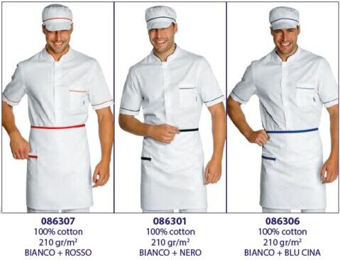 Grembiule vita con tasca bianco profilato Grembiule vita con tasca bianco profilato per pizzaioli