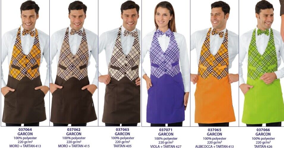 Grembiuli unisex con pettorina colori chiari Garcon Vendita ingrosso Grembiuli unisex con pettorina colori chiari Garcon