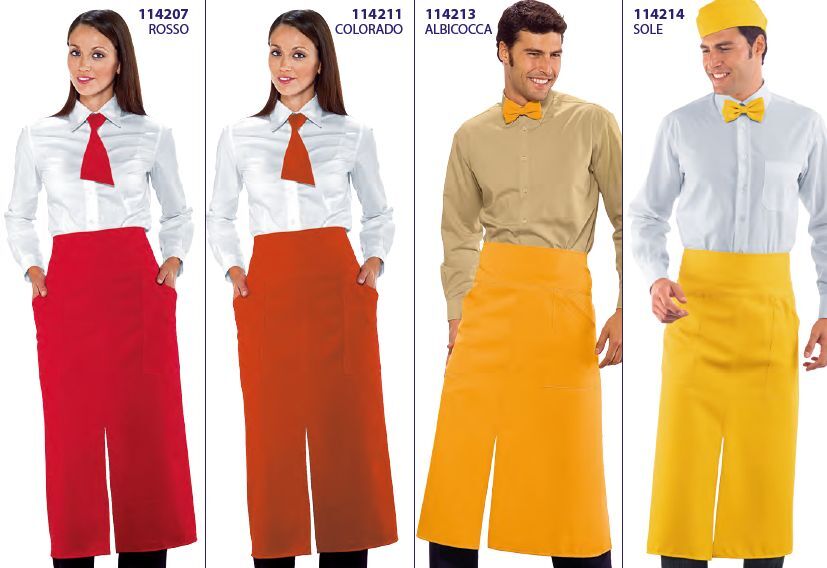 Grembiuli vita lunghi colori vivaci, con spacco Grembiuli vita lunghi colori vivaci