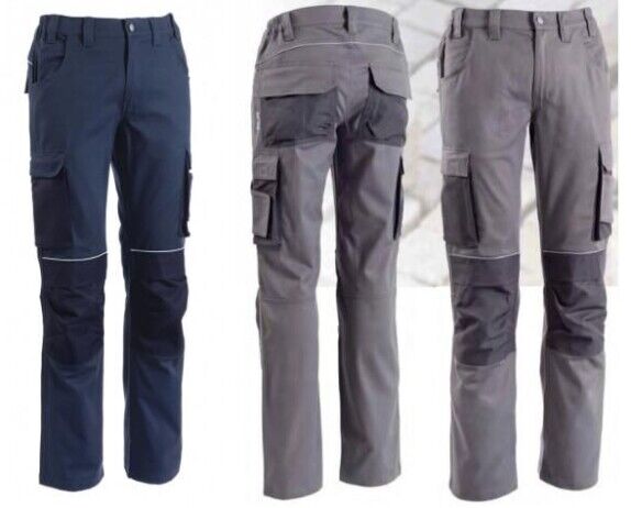 Pantaloni da lavoro elasticizzati blu e grigi Pantaloni da lavoro elasticizzati blu e grigi, stretch