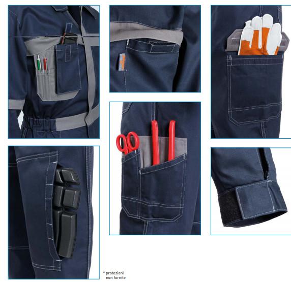 Tute da lavoro con inserti per ginocchiere, multitasche porta attrezzi Tute da lavoro con inserti per ginocchiere