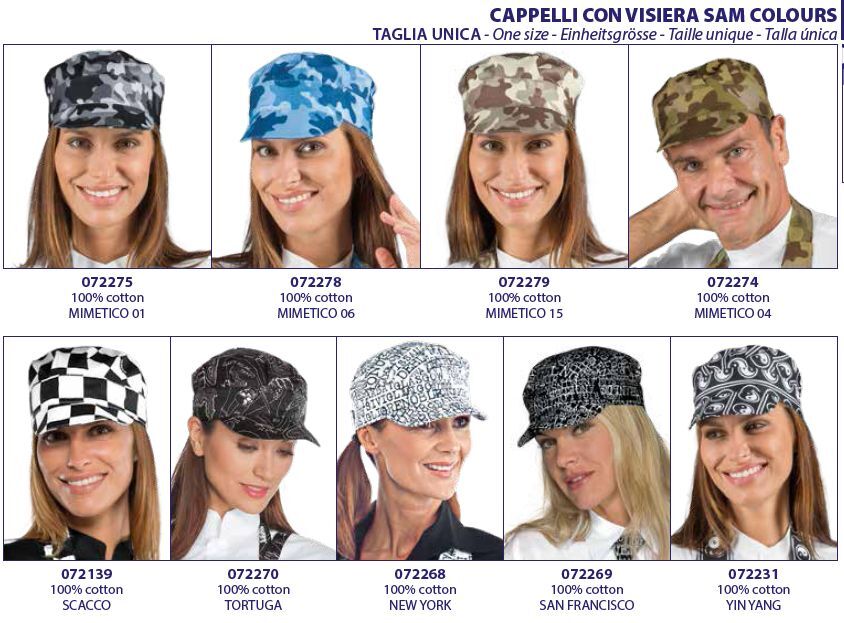 cappellini con visiera per cucina regolabili